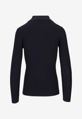 P.A.R.O.S.H Leila Ribbed Wool Polo Sweater Blue D540508LEILA25_012
