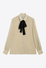 Valentino Silk Bow Shirt Sand 9B3AB8M521B/T_VALE-ZEP