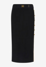 Elisabetta Franchi Knit Midi Skirt with Side-Bands Black GK27S61E2_685
