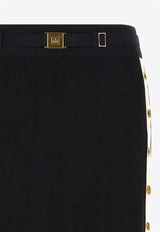 Elisabetta Franchi Knit Midi Skirt with Side-Bands Black GK27S61E2_685