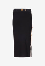 Elisabetta Franchi Knit Midi Skirt with Side-Bands Black GK27S61E2_685