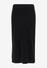 Elisabetta Franchi Knit Midi Skirt with Side-Bands Black GK27S61E2_685