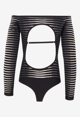 Elisabetta Franchi Jacquard Zebra Knit Bodysuit Black BK79S61E2_685