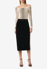 Elisabetta Franchi Jacquard Zebra Knit Bodysuit Beige BK79S61E2_E84