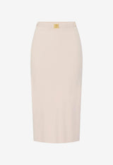Elisabetta Franchi Knit Midi Skirt with Side-Bands Off-white GK27S61E2_U69