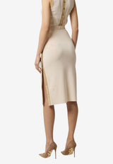 Elisabetta Franchi Knit Midi Skirt with Side-Bands Off-white GK27S61E2_U69