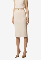 Elisabetta Franchi Knit Midi Skirt with Side-Bands Off-white GK27S61E2_U69