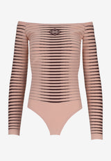 Elisabetta Franchi Off-Shoulder Knit Bodysuit Top Nude BK79S61E2_FA6