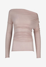 Elisabetta Franchi Asymmetrical Ruched Top Cream MD94B61E2_045