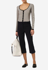 Elisabetta Franchi Striped Fitted Cardigan Monochrome MK04T61E2_685