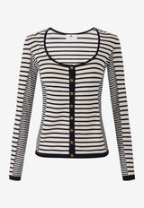Elisabetta Franchi Striped Fitted Cardigan Monochrome MK04T61E2_685