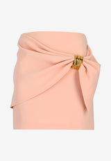 Elisabetta Franchi Macro-Bow Crepe Mini Skirt Pink GO18862E3_EA1