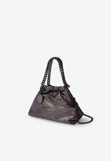 Stella McCartney Falabella Shiny Dotted Chamois Fabric Shoulder Bag Midnight 7B0144WP04894018_Darknavy_70224396