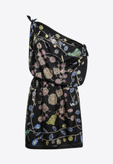 Versace One-Shoulder Floral Silk Mini Dress Multicolor 10258711A18673/T_VERSA-5BF10