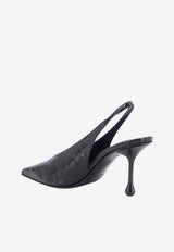 Jimmy Choo Isa 80 Slingback Pumps in Croc-Embossed Patent Leather Midnight Blue ISA80CBHMARINE_MARINE_67481214