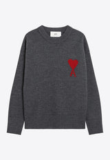 AMI PARIS Ami De Coeur Wool Sweater Gray UKS838018/T_AMI-084