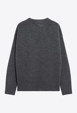 AMI PARIS Ami De Coeur Wool Sweater Gray UKS838018/T_AMI-084