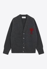 AMI PARIS Ami De Coeur Wool Cardigan Gray UKC367018/T_AMI-084