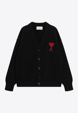 AMI PARIS Ami De Coeur V-neck Cardigan Black UKC367018/T_AMI-009