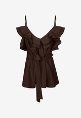 P.A.R.O.S.H Ruffled Sleeveless Top Brown D313354CANYOX26_008