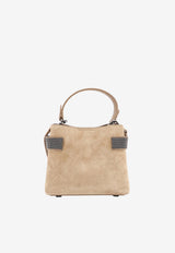 Brunello Cucinelli Monili Embellished Suede Crossbody Bag Beige MBDLD2499C9793_Miele_70014851