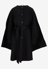P.A.R.O.S.H Wool-Blend Belted Poncho Black D431766LEAK25_013