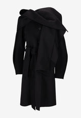 P.A.R.O.S.H Wool-Blend Belted Poncho Black D431766LEAK25_013