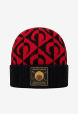Marine Serre Moon Lozenge Wool Beanie Red UHG012ACKNI0539_BK97