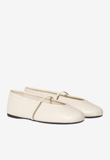 Miu Miu Calfskin Ballet Flats Ivory 5F334EF005070_F0304