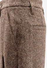 Brunello Cucinelli Mélange Wool Blend Pants Brown MD002P9302C002_BROWN_70014674