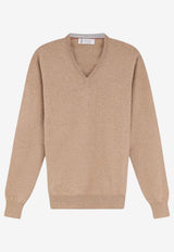 Brunello Cucinelli V-neck Cashmere Sweater Beige M2200162CM338_CAMELCIOTTOLO_70014693