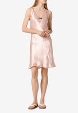 Miu Miu Logo Patch Satin Dress Pink MF6410SOOO6316_F0924