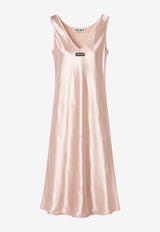 Miu Miu Logo Patch Satin Dress Pink MF6410SOOO6316_F0924