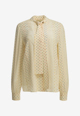 Valentino Starry Silk Blouse with Lavallière Collar Beige 9B3AB8L6ABTCVT_c2d5ab89-3303-4fd7-9641-f64cb7ebd199