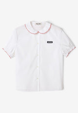 Miu Miu Logo Patch Poplin Shirt White MK2038SOOO197F_F03DU