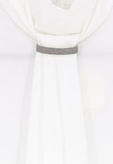 Brunello Cucinelli Long-Sleeved Blouse with Scarf White M0091B1G04C159_White_70014874