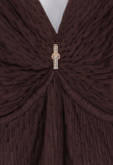 Elisabetta Franchi V-neck Maxi Tulle Dress Brown AR80J62E2644_Brown_41973147