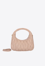 Miu Miu Small Wander Matelassé Leather Hobo Bag Pink 5BC125VOOYAN88_F0236