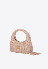 Miu Miu Small Wander Matelassé Leather Hobo Bag Pink 5BC125VOOYAN88_F0236