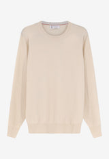Brunello Cucinelli Wool Crewneck Sweater Beige M2200100CEP23_BURRONEBBIA_70014813