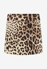Dolce & Gabbana Leopard Print Silk Mini Skirt Brown F4A8CTFSTB3HY13M_LEONEW_70014431
