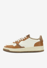 Autry Medalist Croc-Embossed Leather Sneakers Beige AULWCZ04_a4283ba3-b960-413e-892b-5d3b280036f5