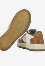 Autry Medalist Croc-Embossed Leather Sneakers Beige AULWCZ04_a4283ba3-b960-413e-892b-5d3b280036f5