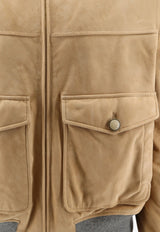 Brunello Cucinelli Padded Suede Field Jacket Beige MPCLF2085CJB23_SAND_70014755