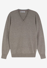 Brunello Cucinelli V-neck Cashmere Sweater Gray MQS00162CVO32_ROCCIACIOTTOLO_70014840