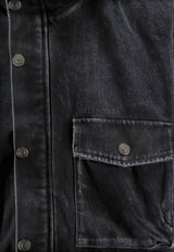 Balenciaga Embroidered Logo Denim Jacket Black A001U0TUW541000_BLACK_70224401