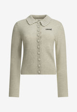Chloé Logo Embroidered Knitted Polo Sweater Gray CH26AMC1671100N_bf2416fb-31ef-4bb3-9299-7cd54af86f3b