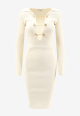 Elisabetta Franchi V-neck Knit Dress Cream AM01S66E2193_BURRO_70224483