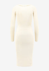 Elisabetta Franchi V-neck Knit Dress Cream AM01S66E2193_BURRO_70224483