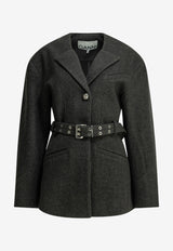 GANNI Belted Wool Coat Black A1130013252_b4f52b49-448c-40ee-bff0-d8a3d601b2d4